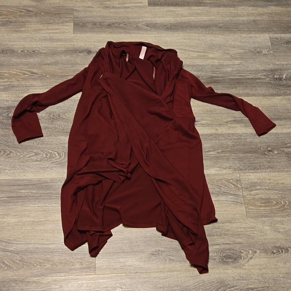 Emerald burgundy lightweight waterfall cardigan sz 2XL